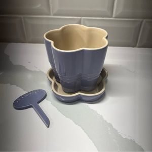 Le Creuset Herb Flower Planter with Tray and Marker Lavender Stoneware